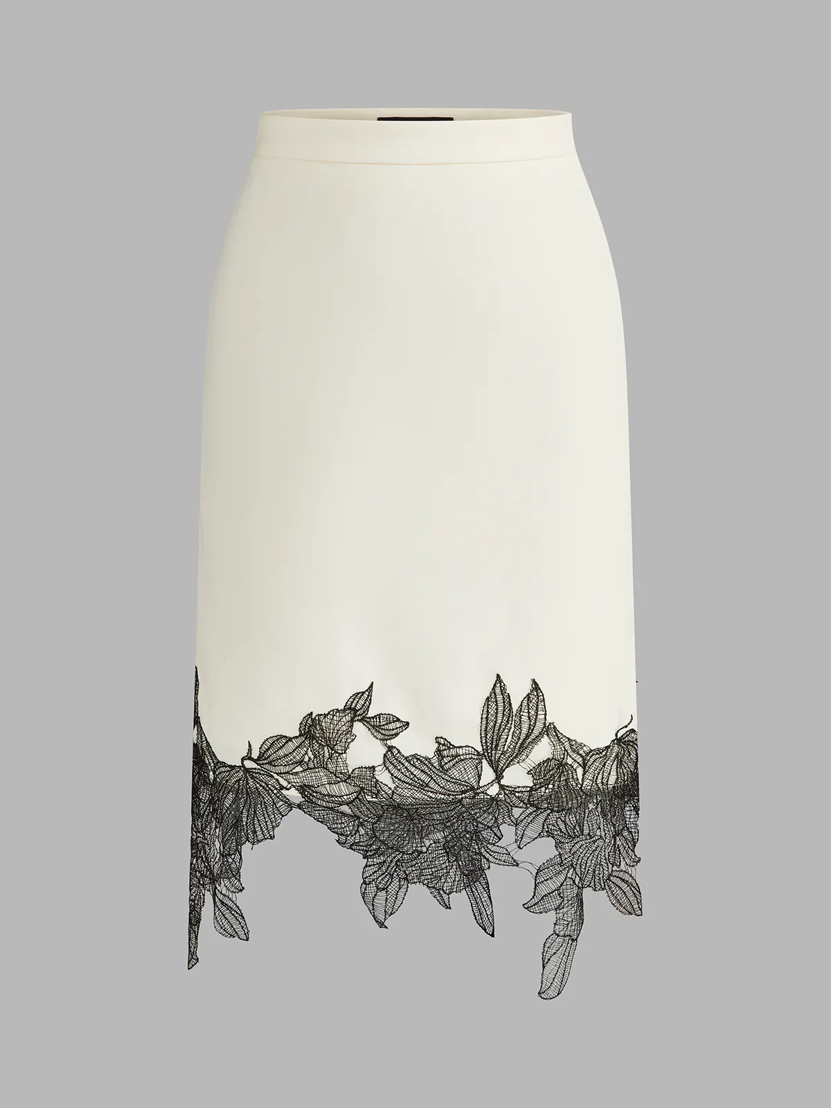 Asymmetrical Floral Lace Hem Midi Skirt sold by COMMENSE
