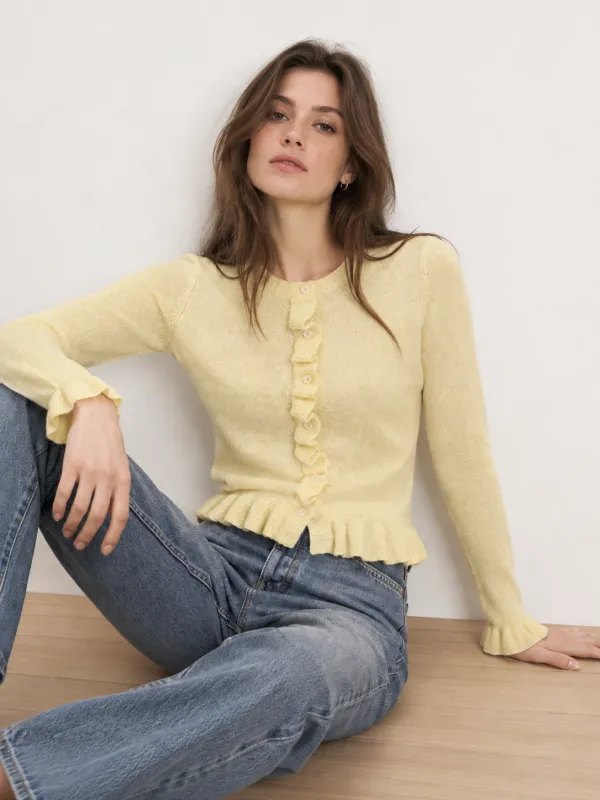 Ruffle Trim Wool Blend Knit Cardigan made by COMMENSE