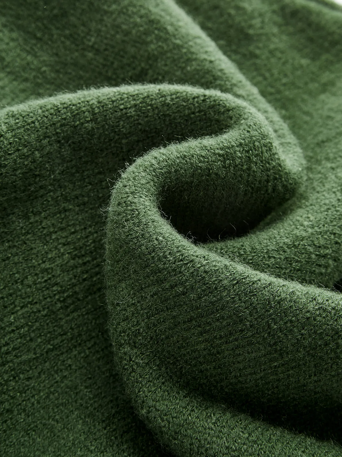 Contrast Trim Tie-Front Cropped Knit Sweater sold by COMMENSE product image thumbnail 5