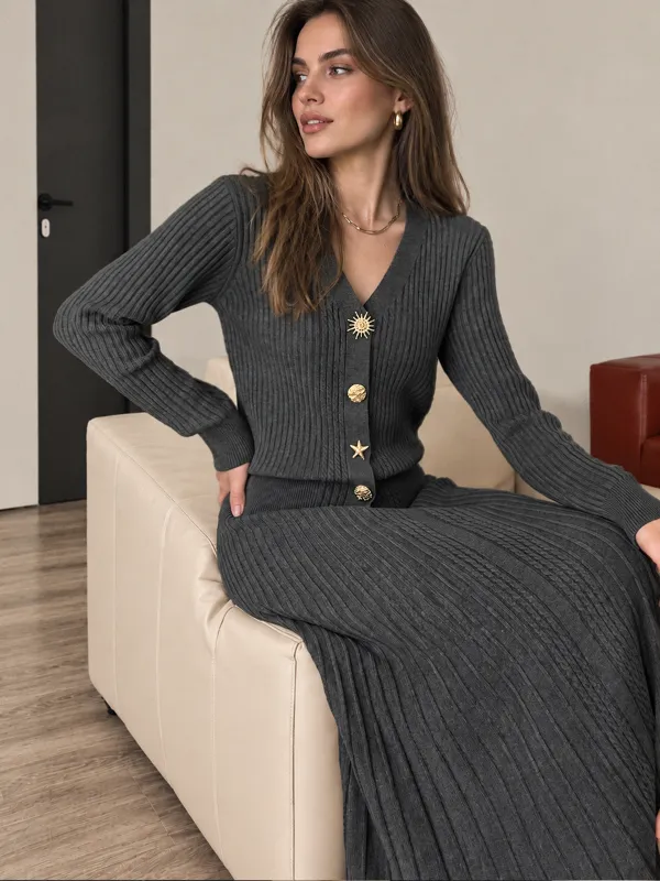 Cable‑Knit Two‑Piece Skirt Set made by COMMENSE
