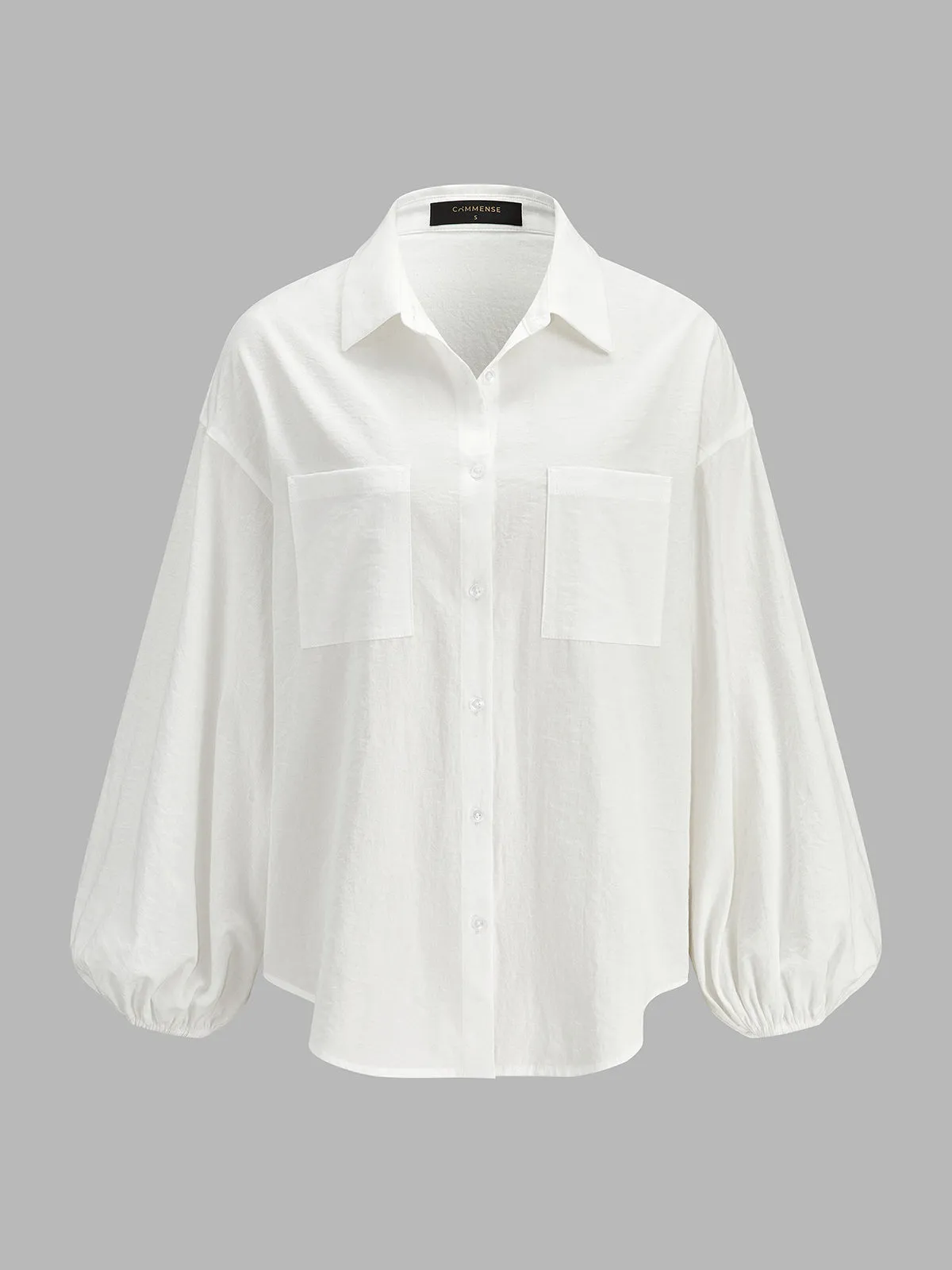 Dual‑Pocket Balloon Sleeve Loose Shirt sold by COMMENSE product image thumbnail 4