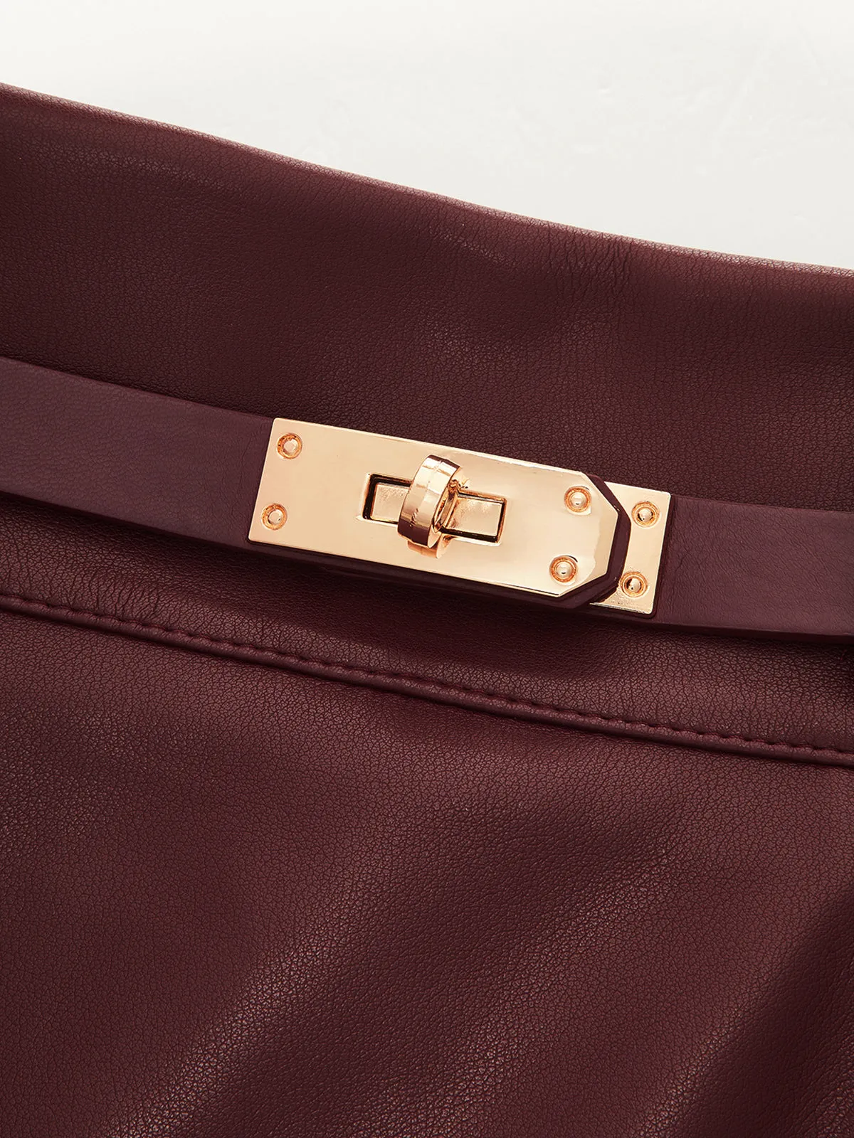 Stretch Faux‑Leather Belted Pencil Skirt sold by COMMENSE product image thumbnail 3
