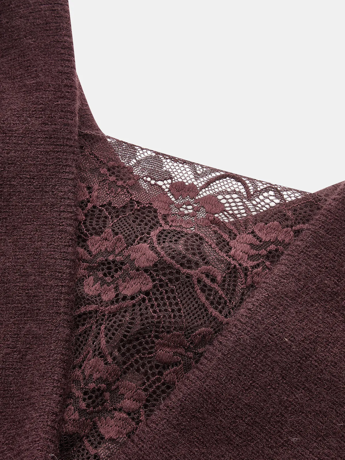 Lace Insert Cowl Back Sweater sold by COMMENSE product image thumbnail 5