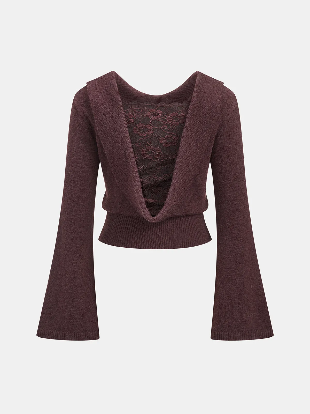 Lace Insert Cowl Back Sweater sold by COMMENSE product image thumbnail 3