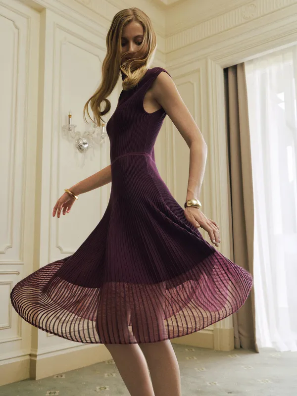 Sheer Hem Sleeveless Ribbed Knit Dress made by COMMENSE