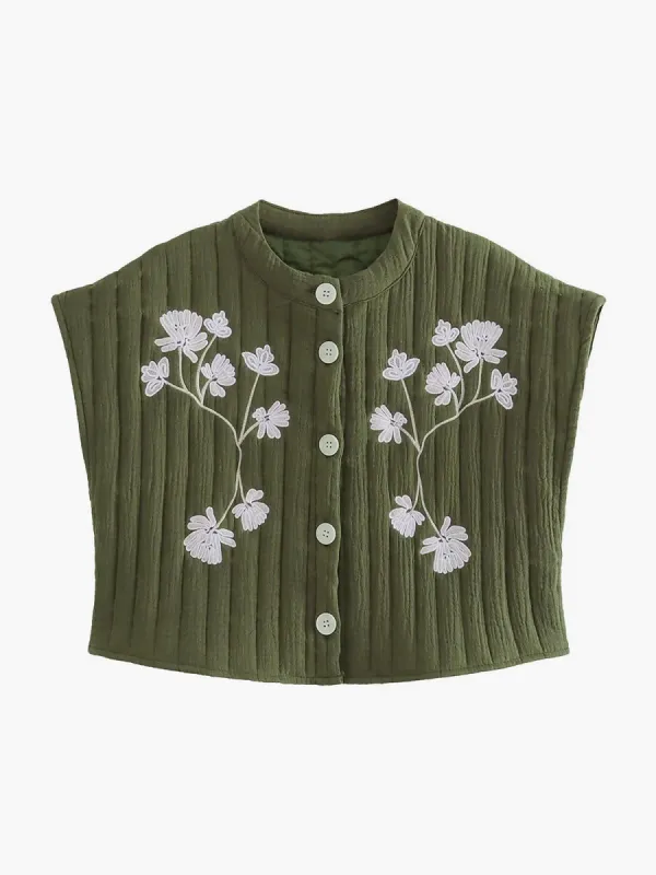 Embroidered Lilac Floral Vest sold by COMMENSE