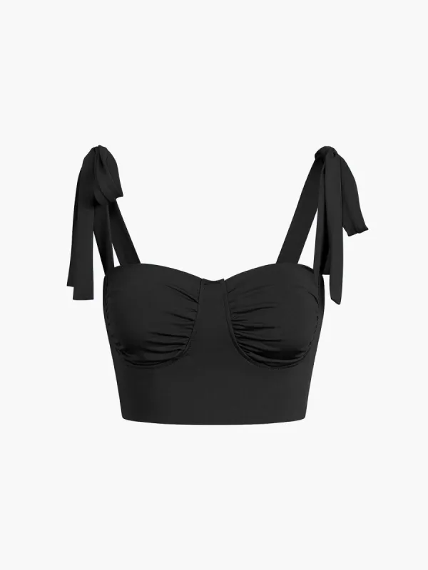 Cup Details Tied Crop Top sold by COMMENSE