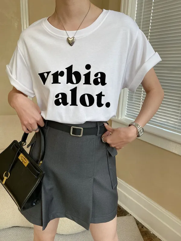 Letter Print T-Shirt sold by COMMENSE