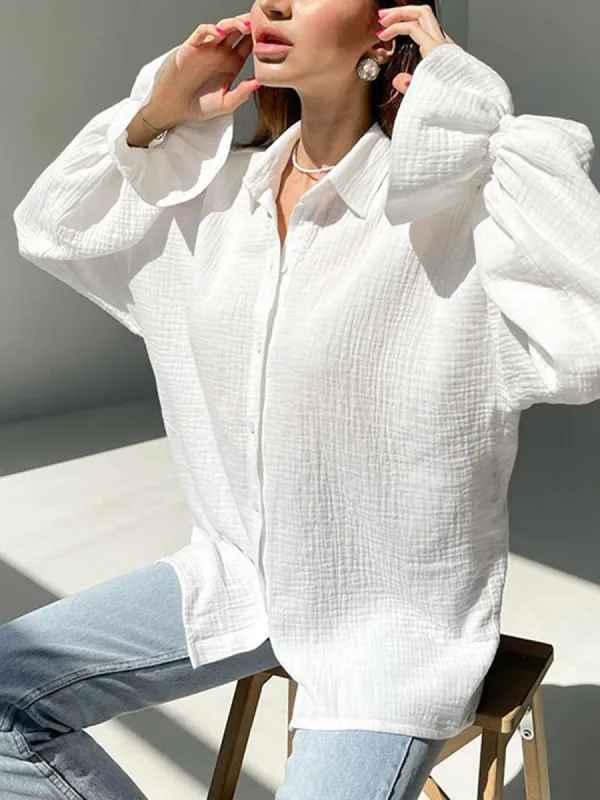 Plisse Oversized Shirt sold by COMMENSE