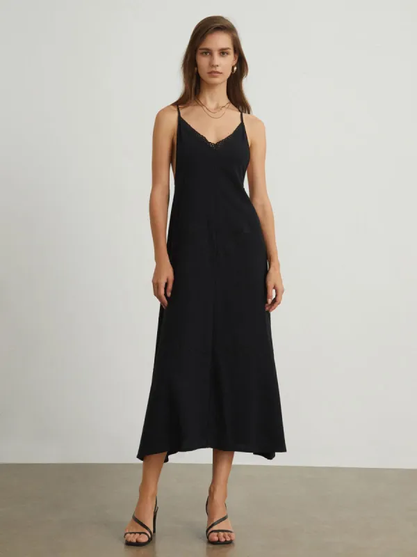 Eyelet Trim Open Back Midi Dress sold by COMMENSE