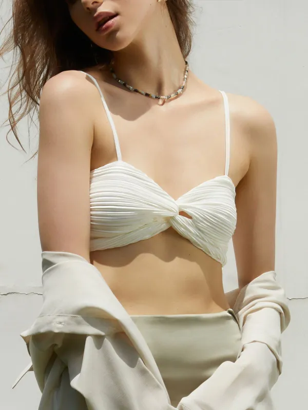 Knotted Textured Crop Top sold by COMMENSE