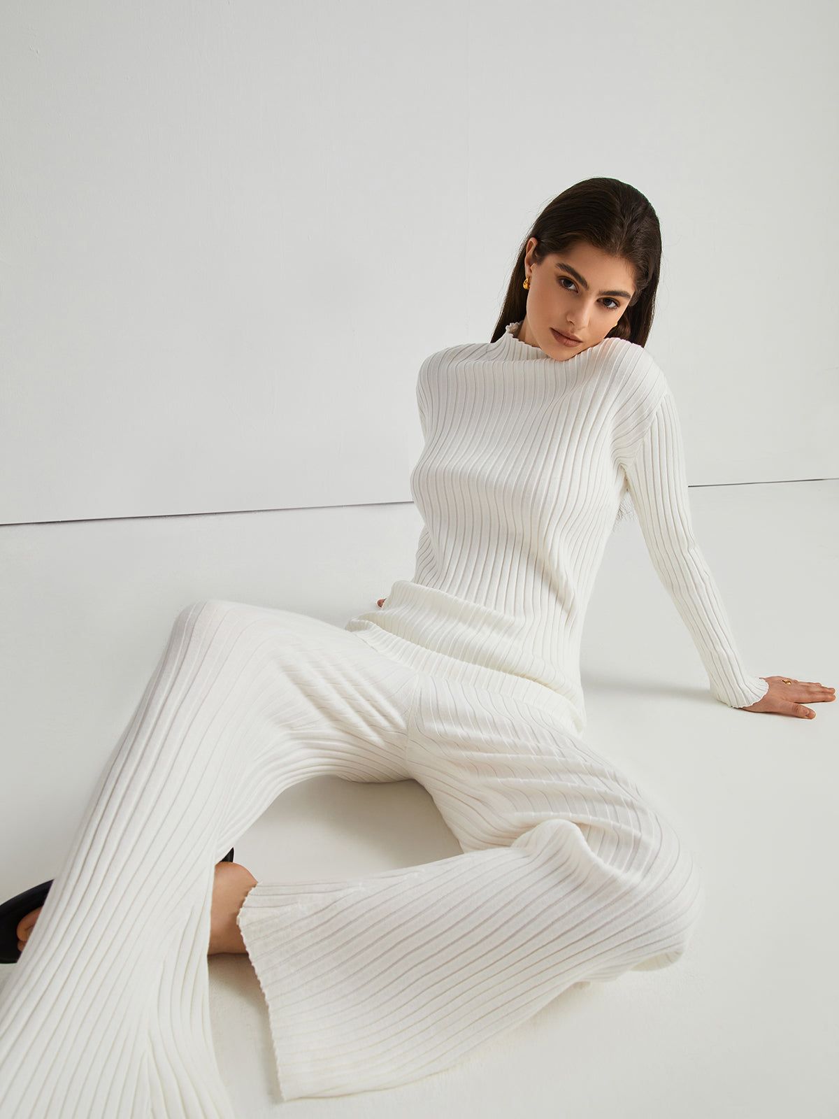 Rib Mock Neck Two Piece Pants Set sold by COMMENSE product image thumbnail 4