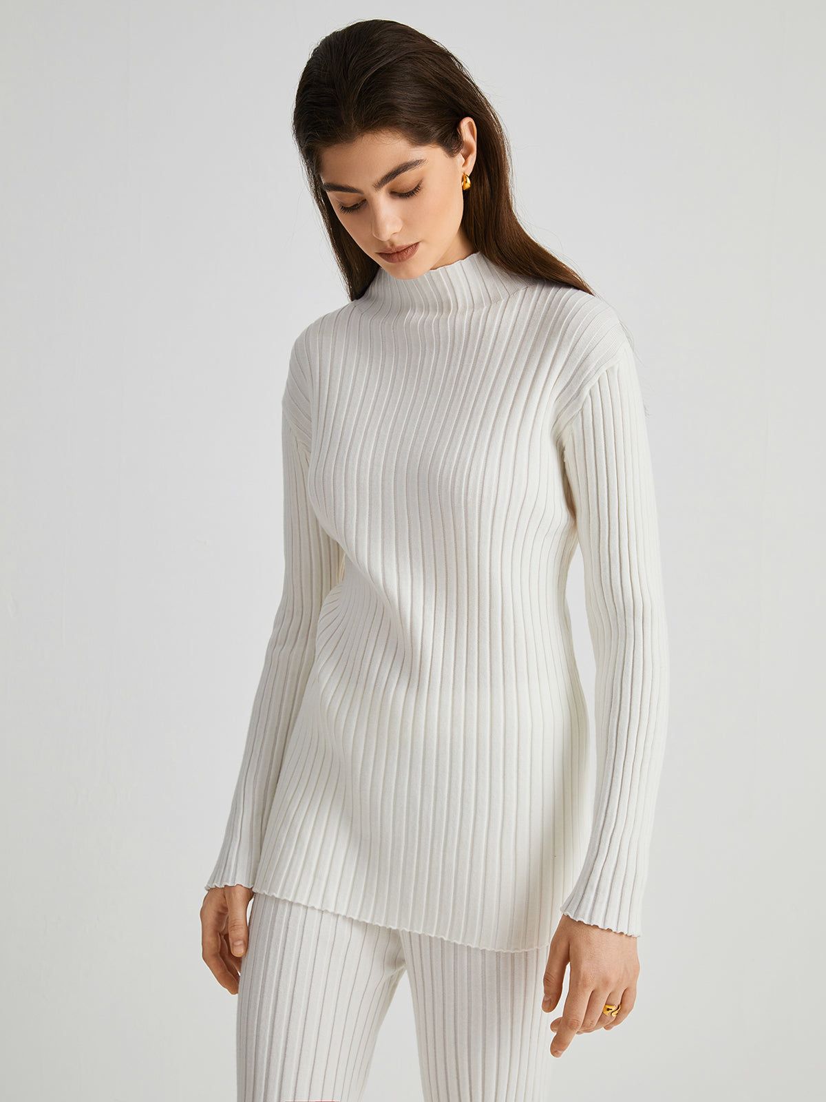 Rib Mock Neck Two Piece Pants Set sold by COMMENSE product image thumbnail 5