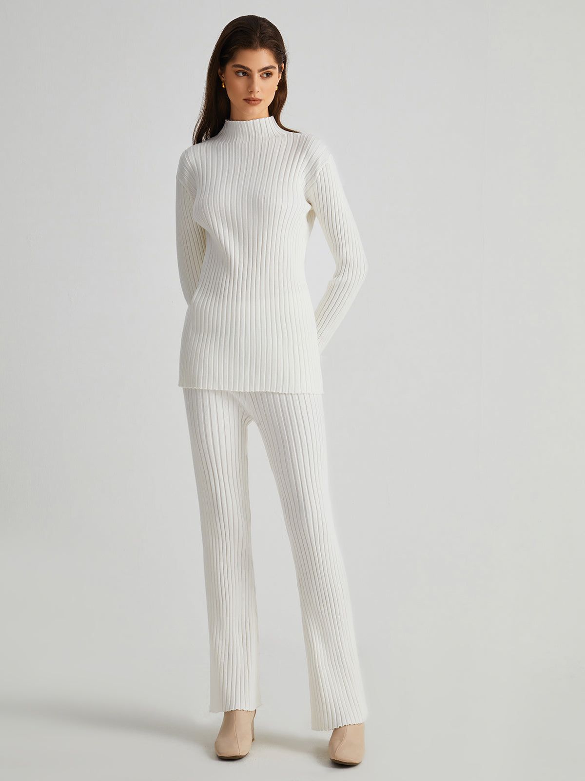 Rib Mock Neck Two Piece Pants Set sold by COMMENSE product image thumbnail 2