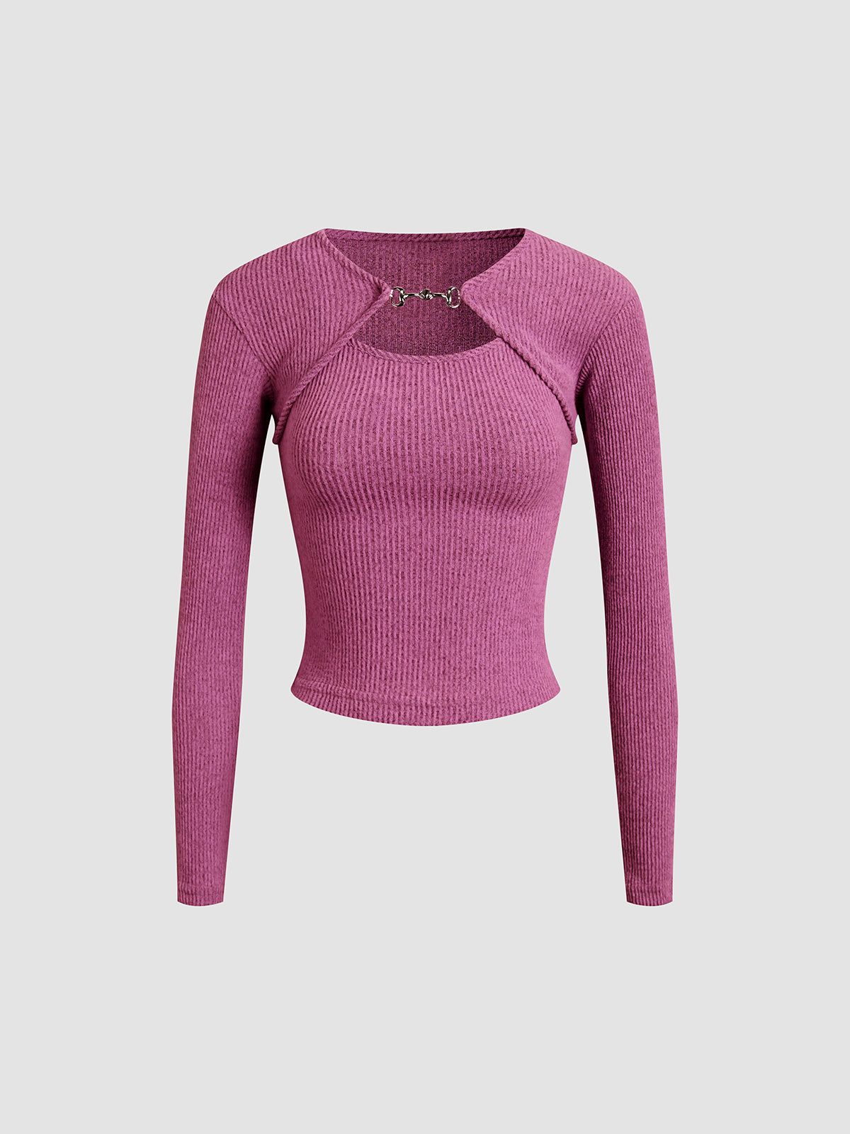 Mauve Shrug Knit Two-Piece Matching Set sold by COMMENSE product image thumbnail 11