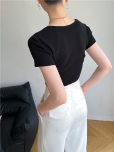 Basic Square Neck Knit Top sold by COMMENSE