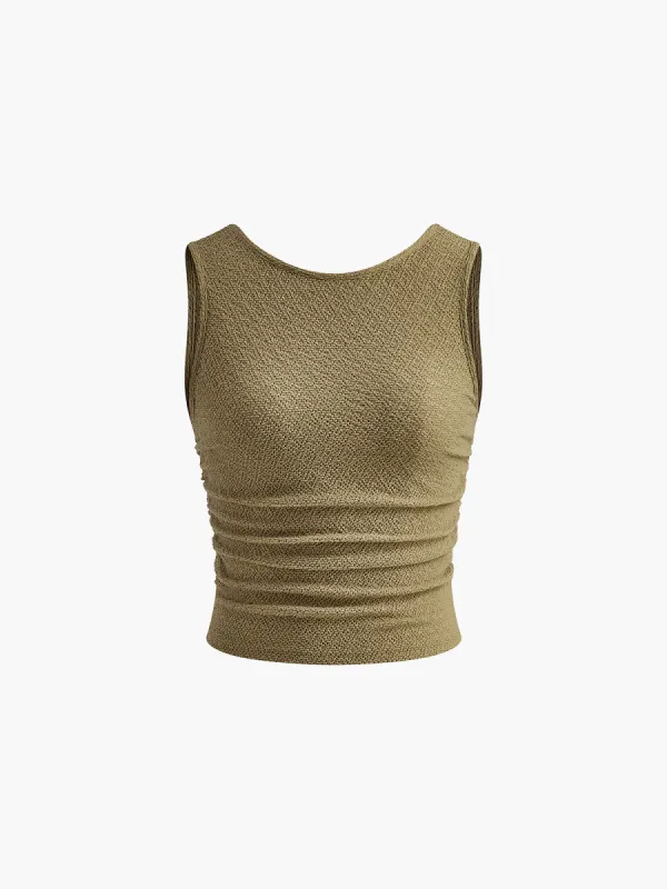 Pleated Tie Back Plisse Tank Top sold by COMMENSE