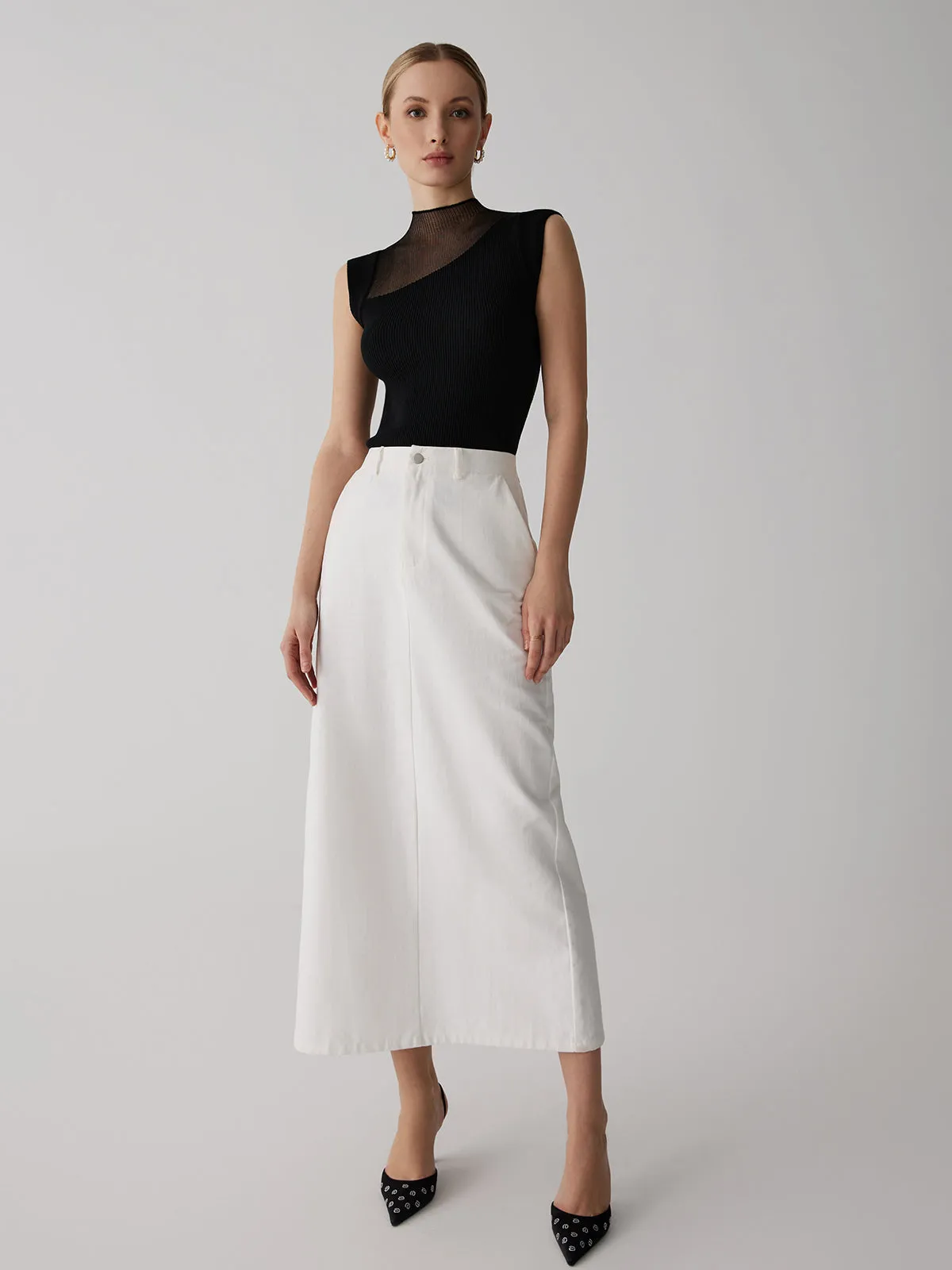 Mesh Patchwork Sleeveless Top sold by COMMENSE product image thumbnail 3