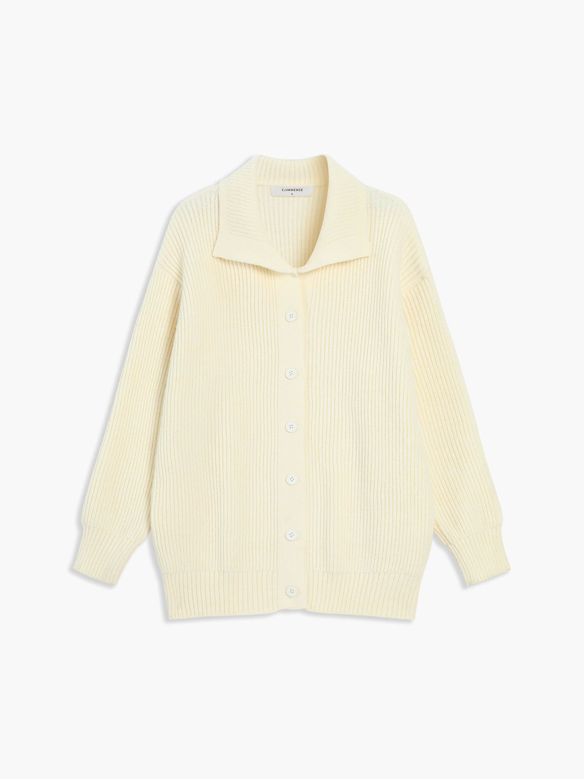 Cream Open Collar Button Down Sweater sold by COMMENSE product image thumbnail 2