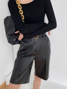 Faux Leather Shorts Without Belt sold by COMMENSE