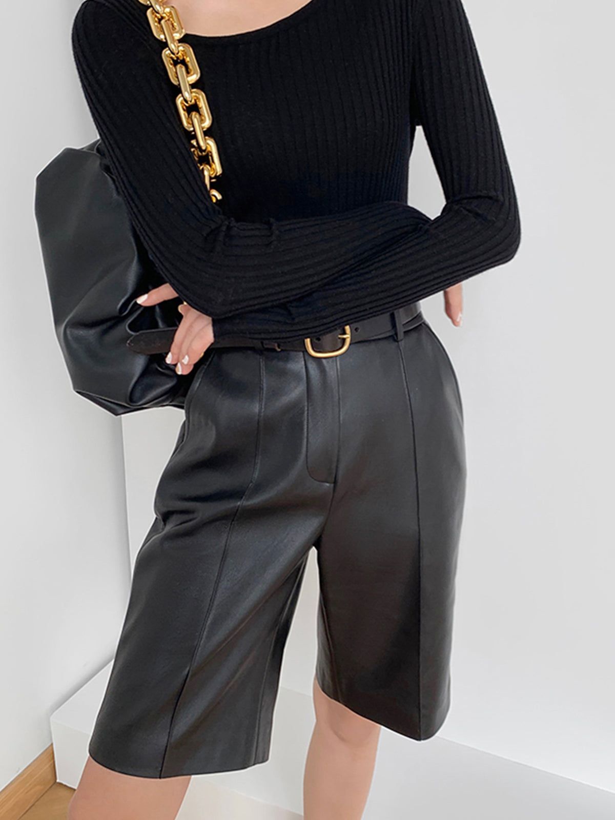 Faux Leather Shorts Without Belt sold by COMMENSE product image thumbnail 4