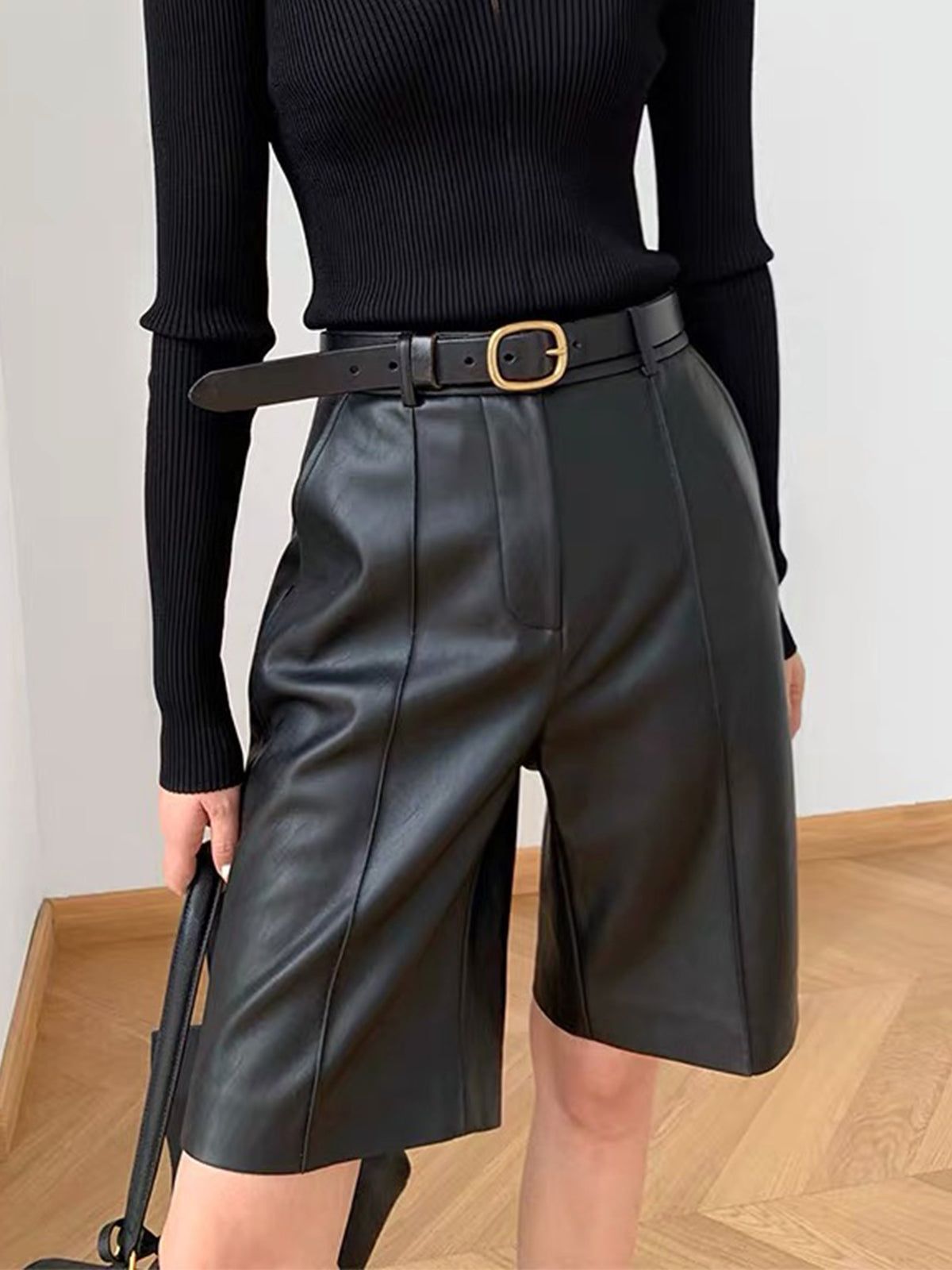 Faux Leather Shorts Without Belt sold by COMMENSE
