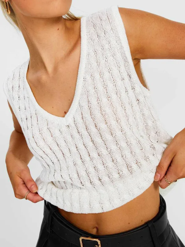 Cable Knit Tank Top sold by COMMENSE