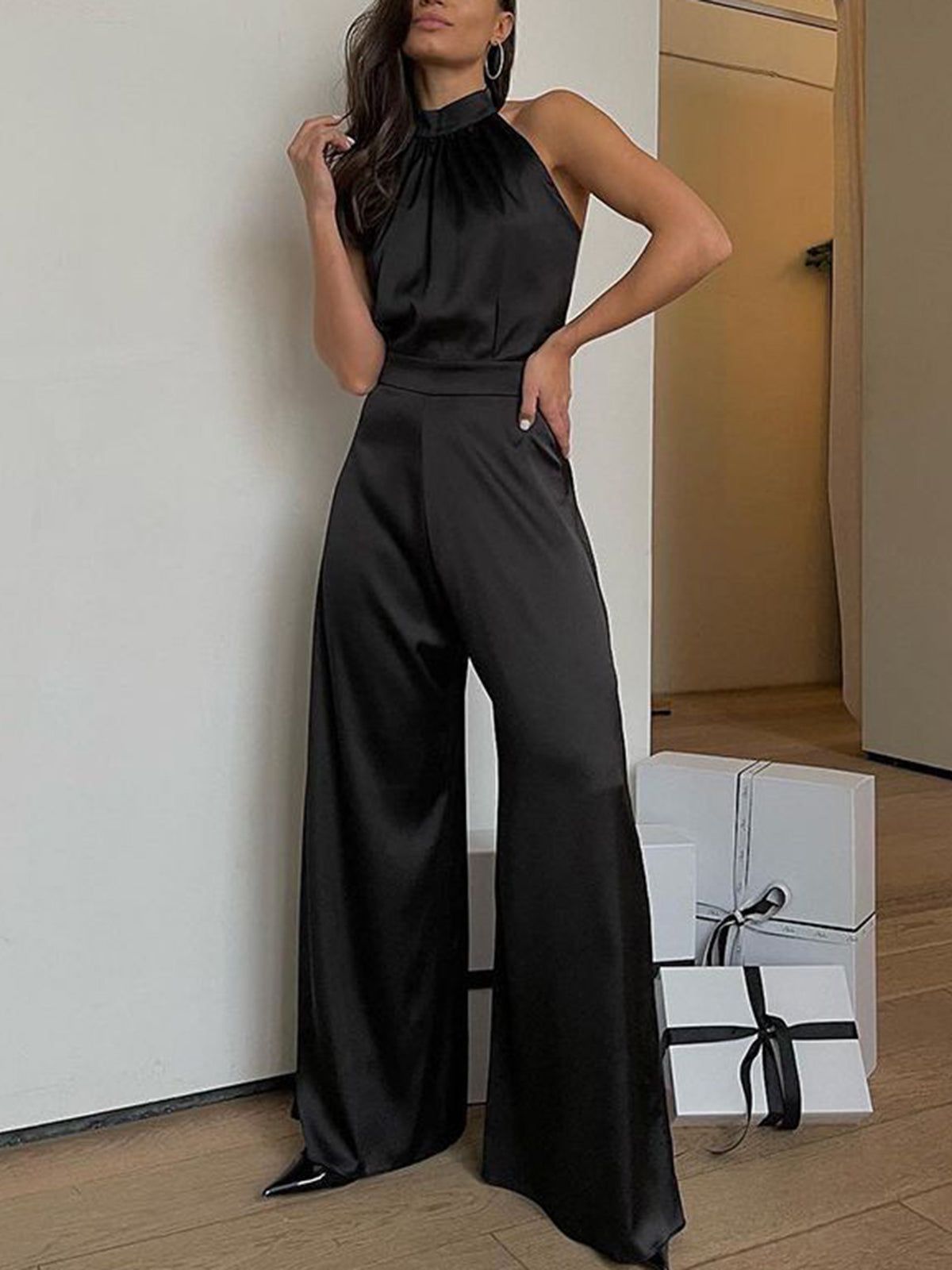 Minimalist Satin Jumpsuit sold by COMMENSE