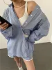 Stripe Textured Long Sleeve Shorts Set sold by COMMENSE