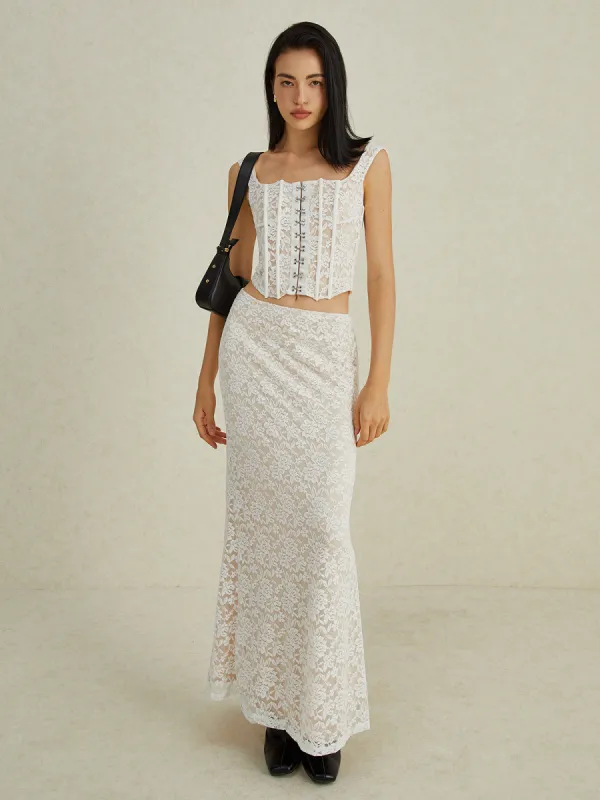 Elegant Lace Skirt Set sold by COMMENSE