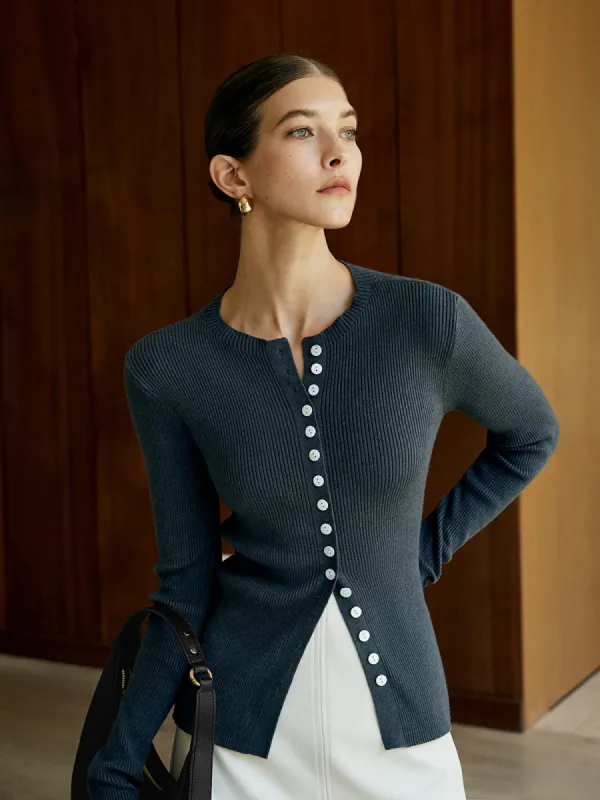 Plain Button Knit Cardigan sold by COMMENSE