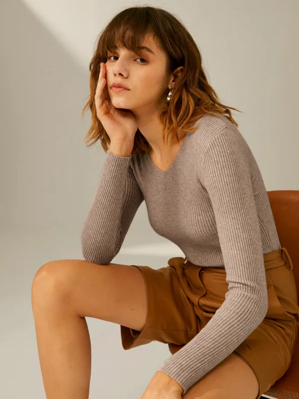 Clouds Ribbed Pullover Sweater sold by COMMENSE