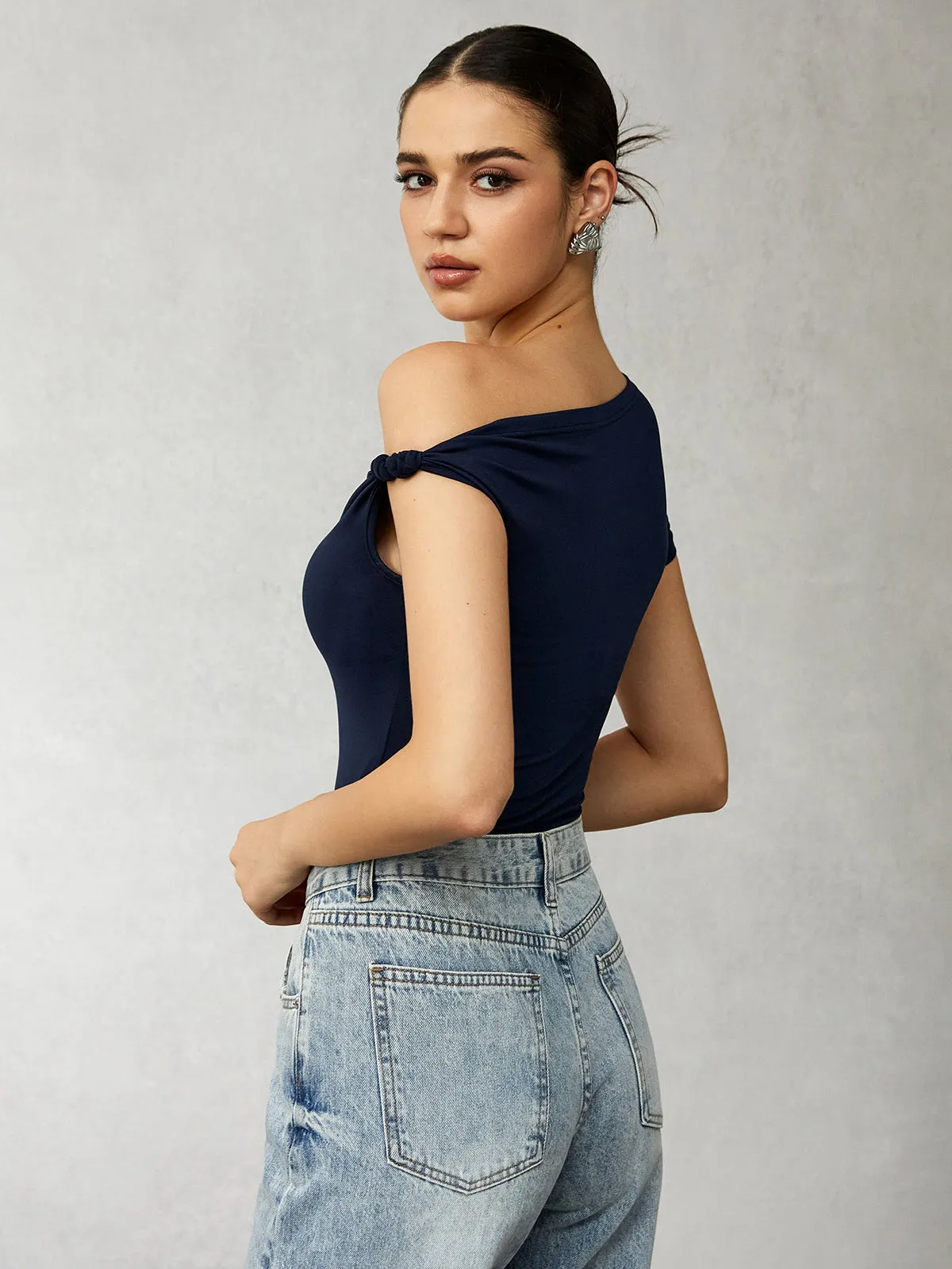 Cold Shoulder Knotted T-Shirt sold by COMMENSE product image thumbnail 3