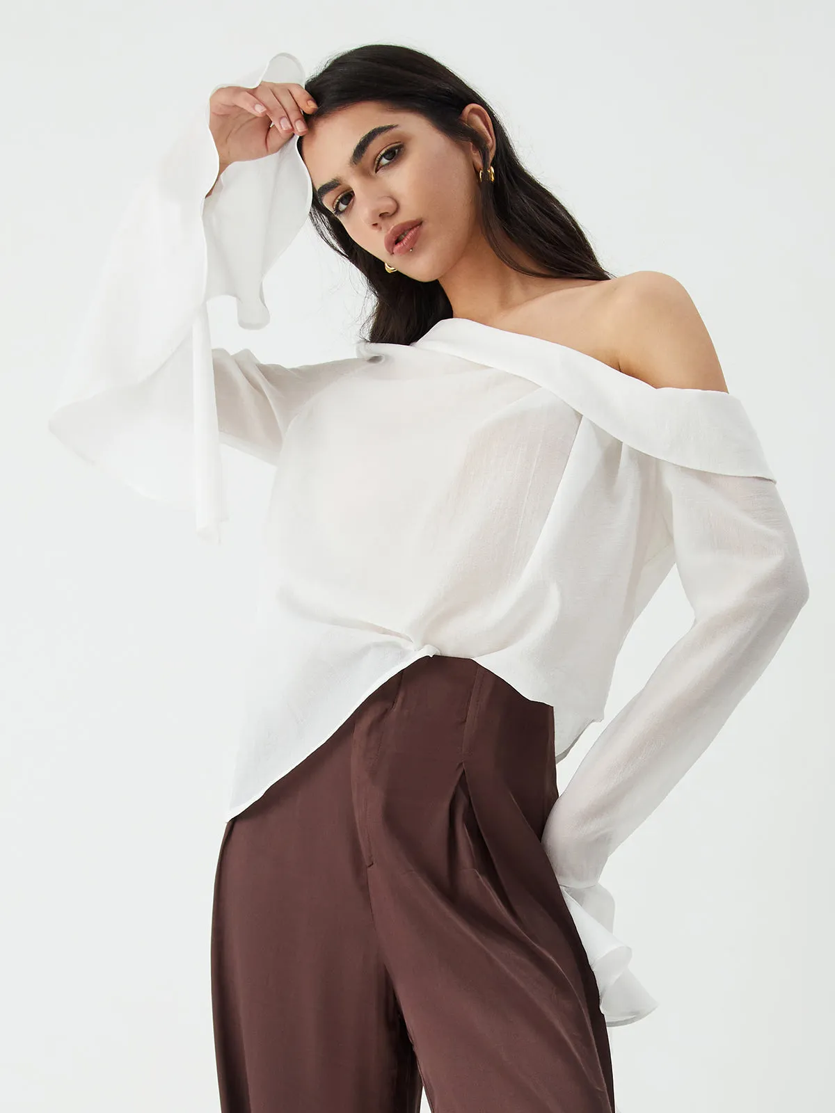 Sheer Mesh Long Sleeve Shirt sold by COMMENSE