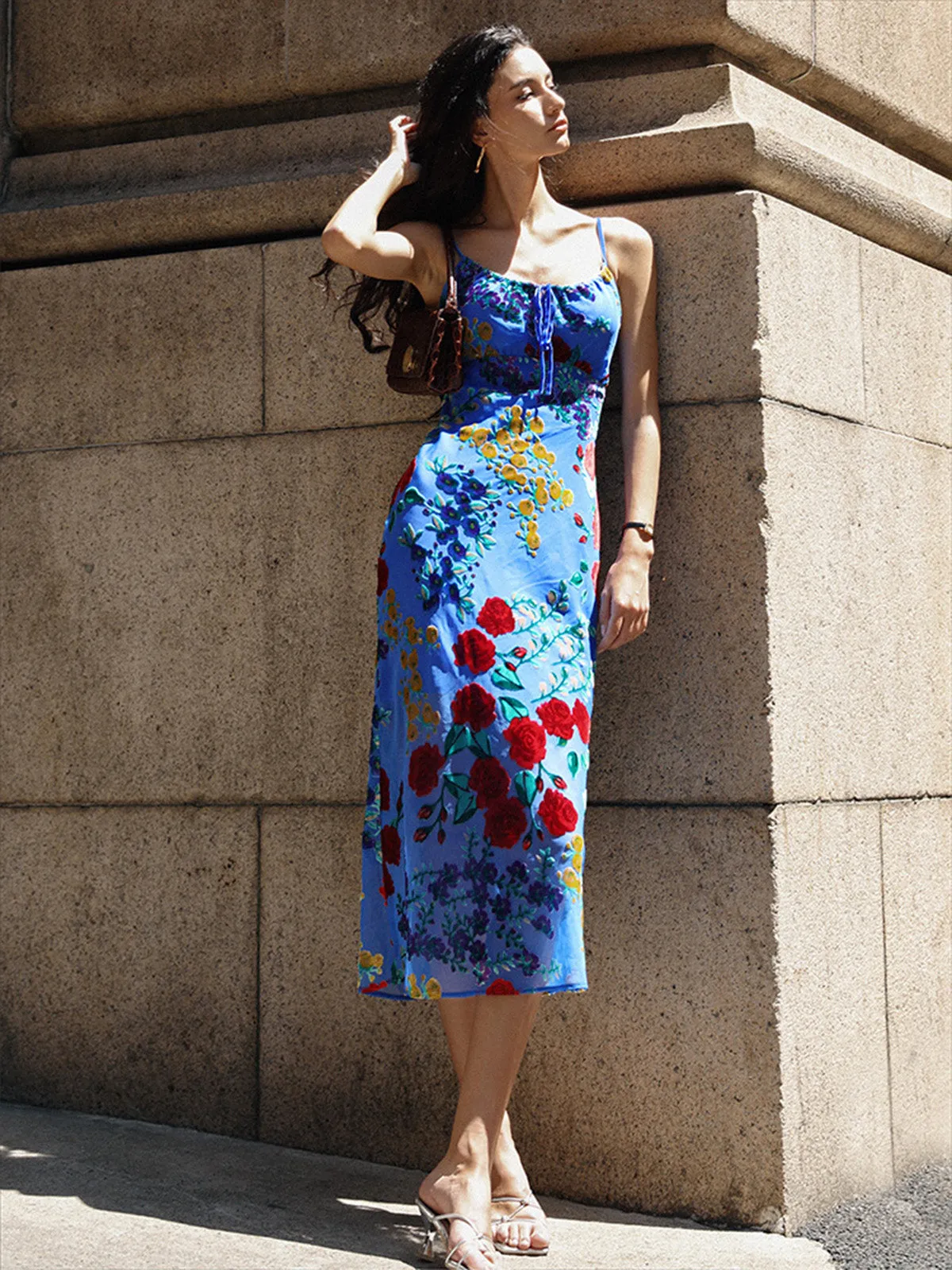 Velvet Floral Appliqué Cami Dress sold by COMMENSE product image thumbnail 3