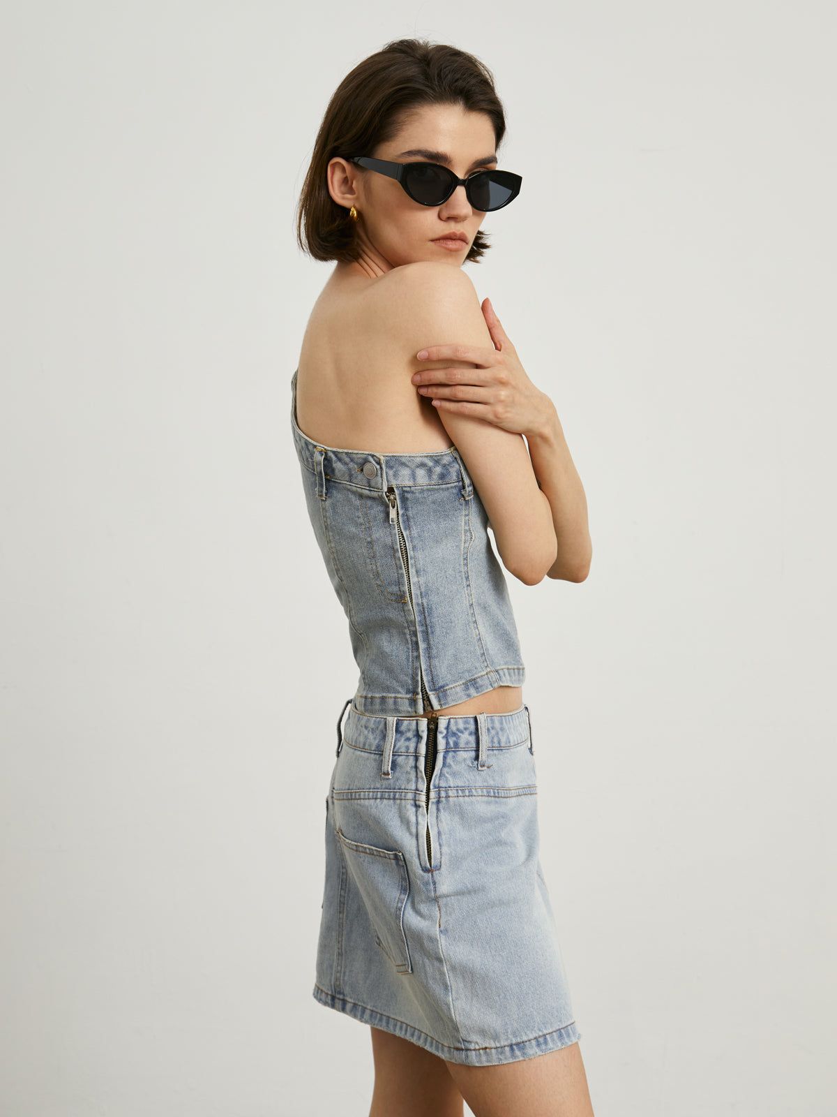 One Strap Denim Tank Top sold by COMMENSE product image thumbnail 4