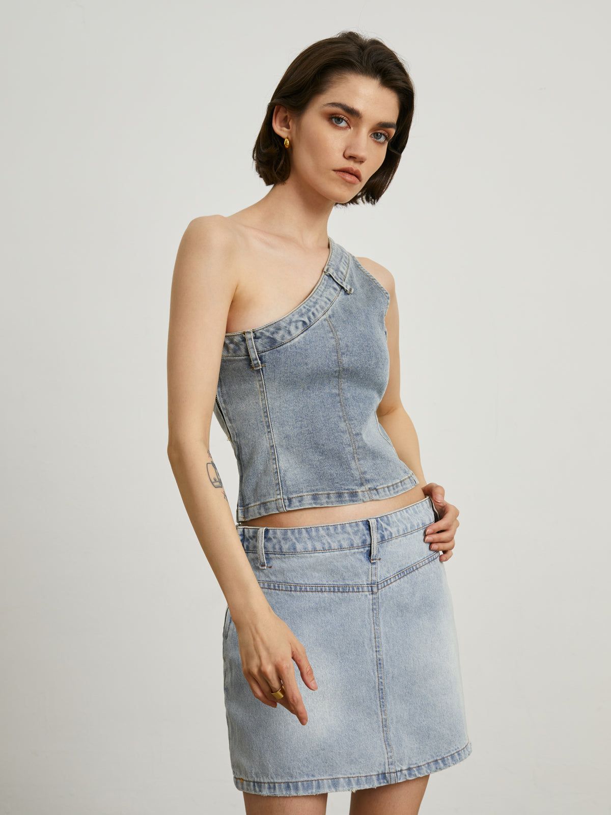 One Strap Denim Tank Top sold by COMMENSE product image thumbnail 5