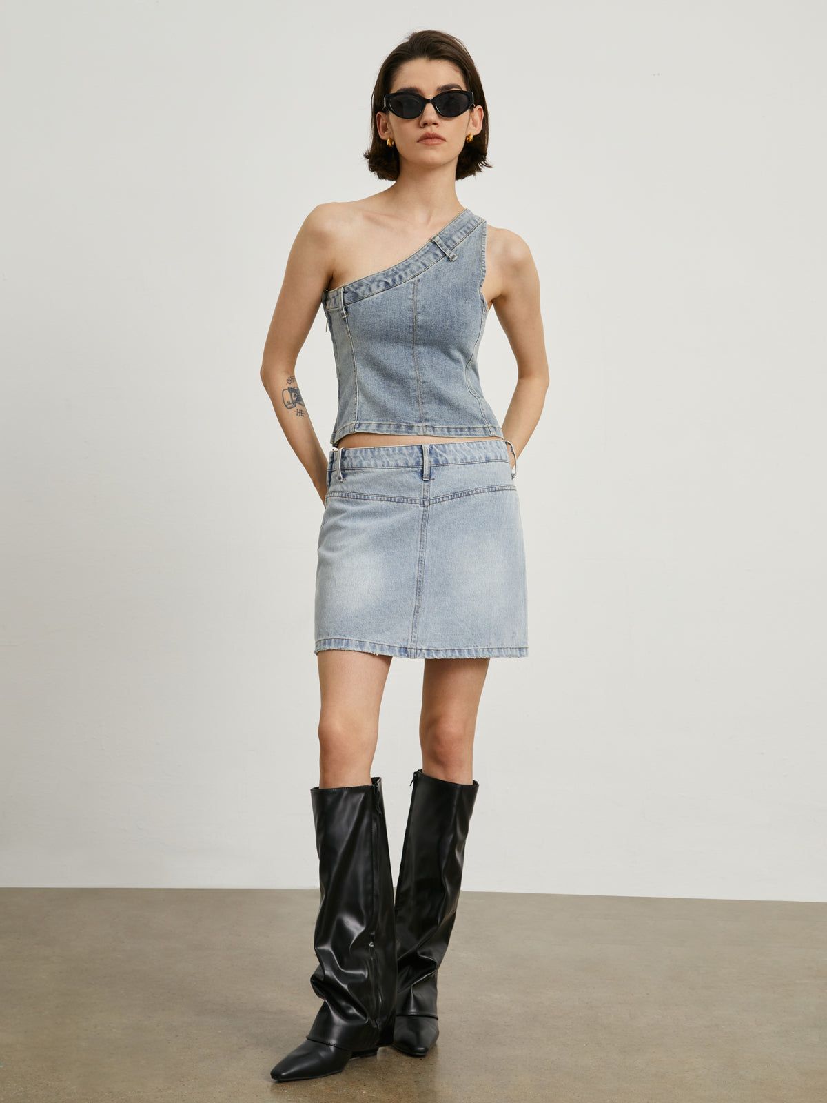 One Strap Denim Tank Top sold by COMMENSE product image thumbnail 3