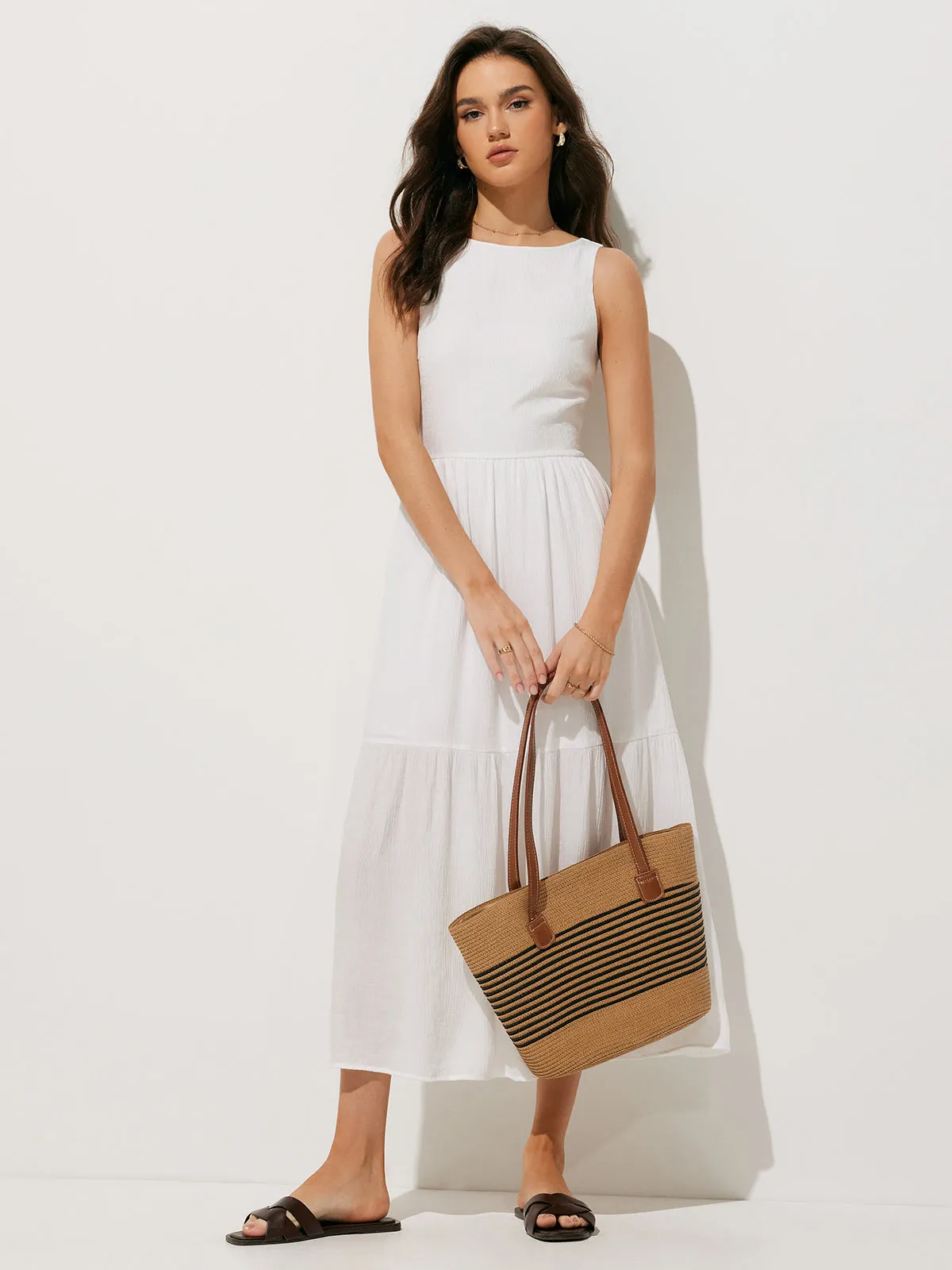 Solid Knotted Backless Long Dress sold by COMMENSE product image thumbnail 2