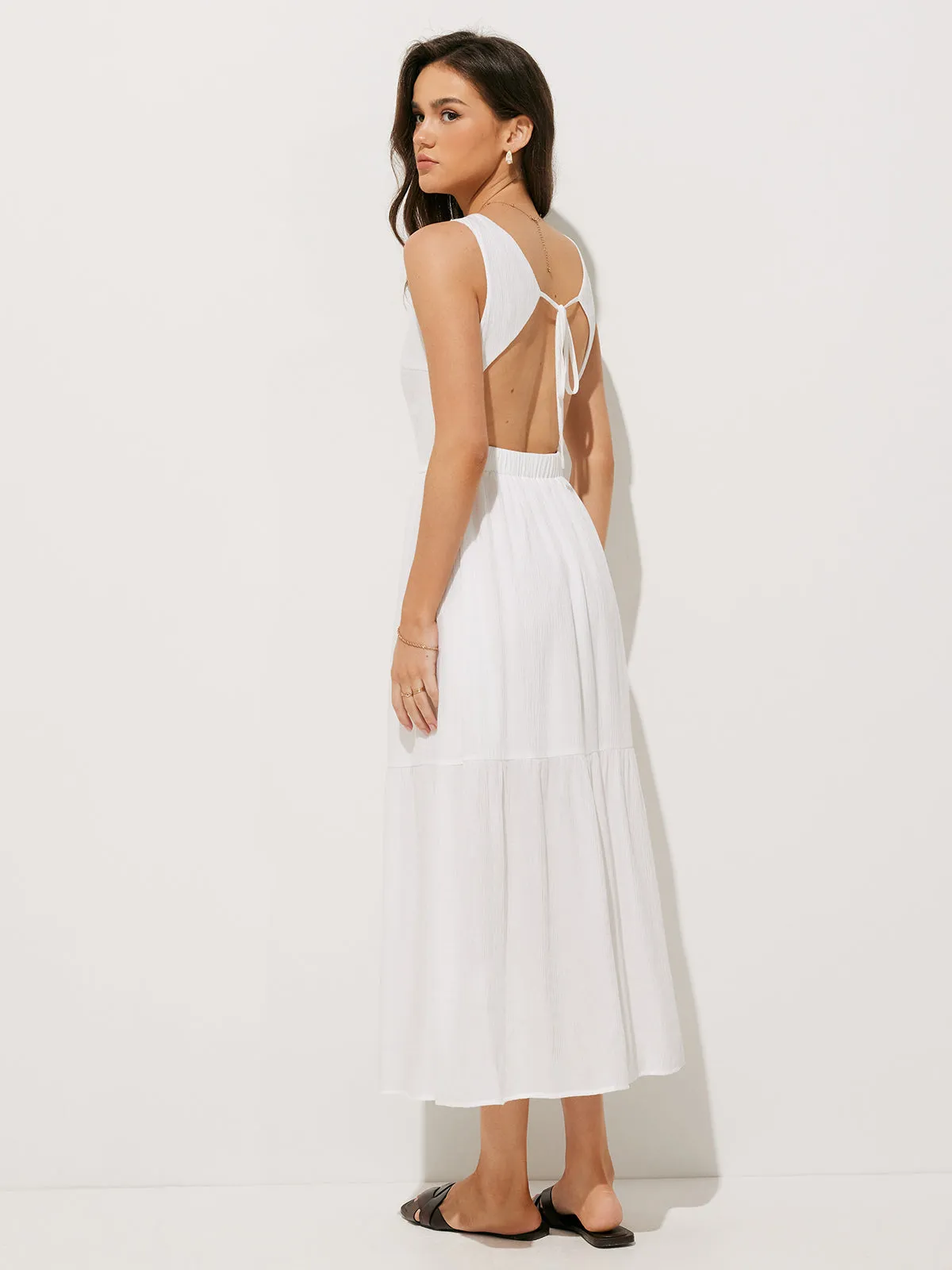 Solid Knotted Backless Long Dress sold by COMMENSE product image thumbnail 3