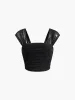 Mesh Ruched Crop Tank Top sold by COMMENSE