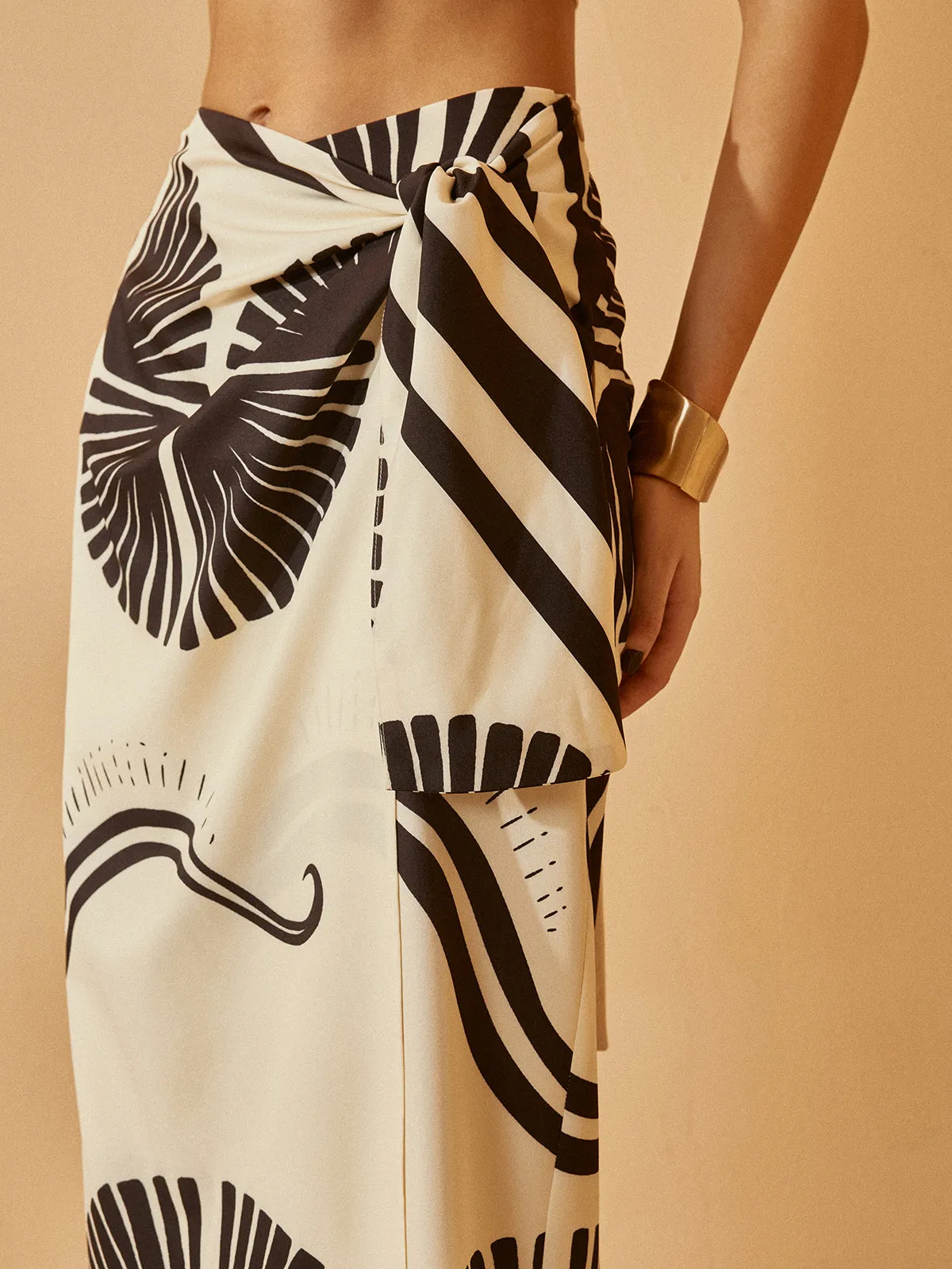 Knotted Wrap Floral Skirt sold by COMMENSE product image thumbnail 5