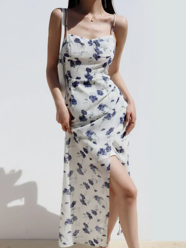 Iris Strap Floral Long Dress sold by COMMENSE