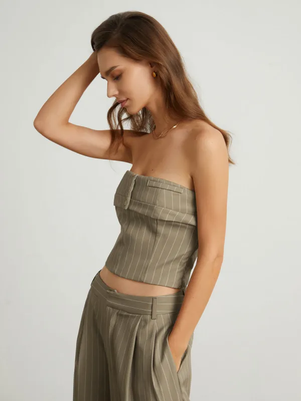 Carpe Diem Pinstripe Crop Tube Top sold by COMMENSE