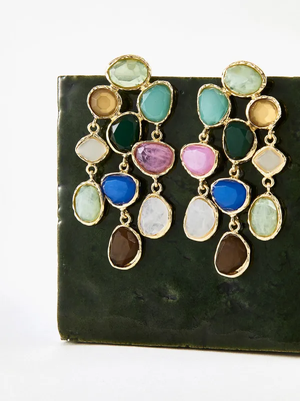 Colorful Rhinestone Drop Earrings sold by COMMENSE