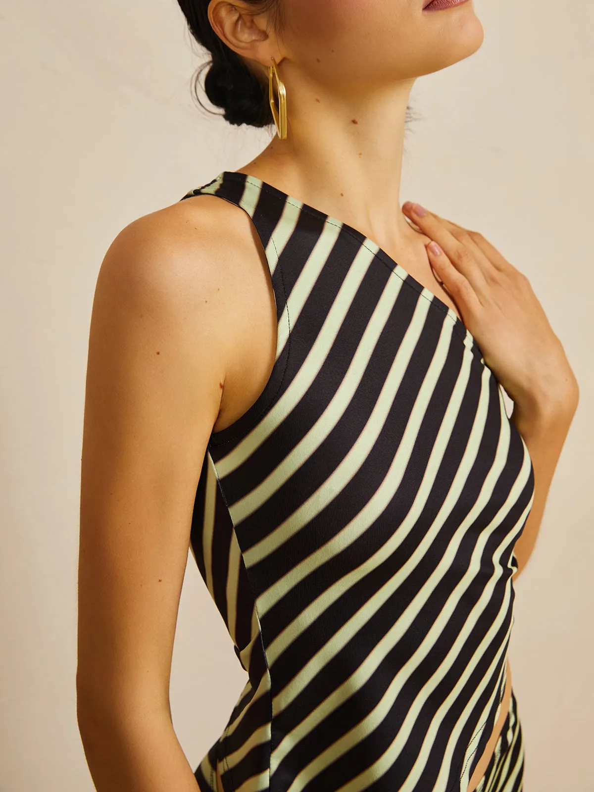 Asymmetrical Striped Skirt Set sold by COMMENSE product image thumbnail 2