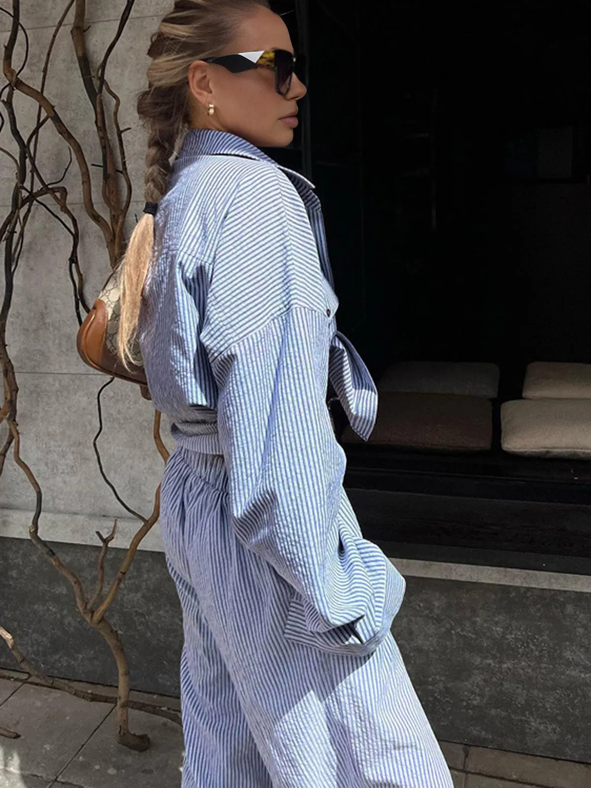 Pinstripe Long Sleeve Pants Set sold by COMMENSE product image thumbnail 4