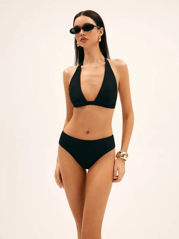 Solid Halter Bikini Set sold by COMMENSE