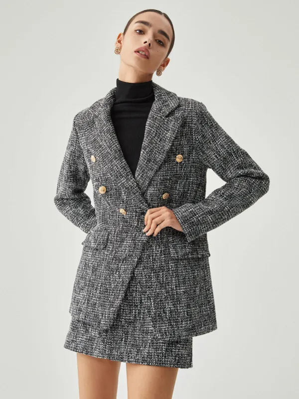 Tweed Button Detail Blazer sold by COMMENSE