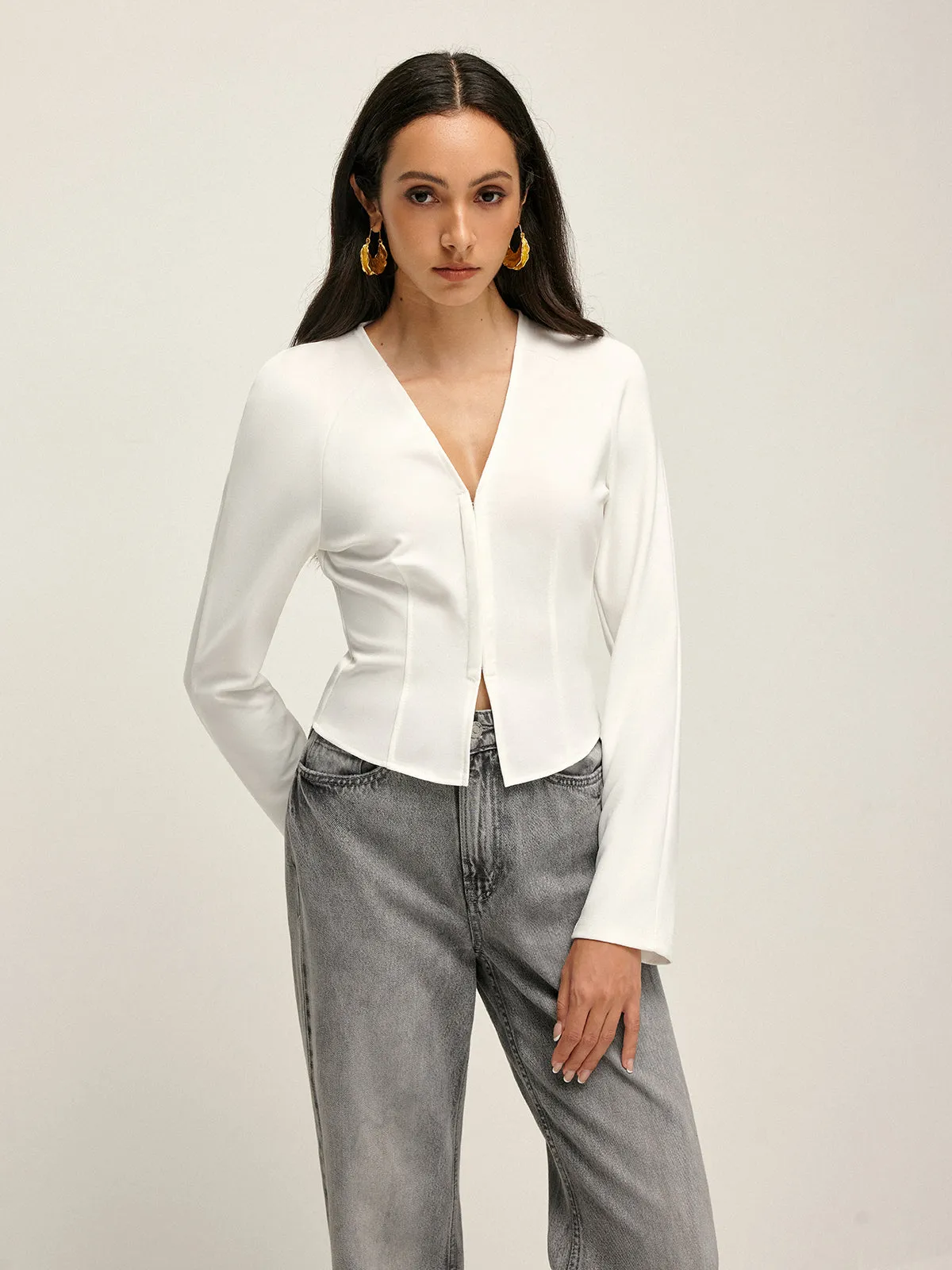 Plain Piping Slim Blouse sold by COMMENSE product image thumbnail 2